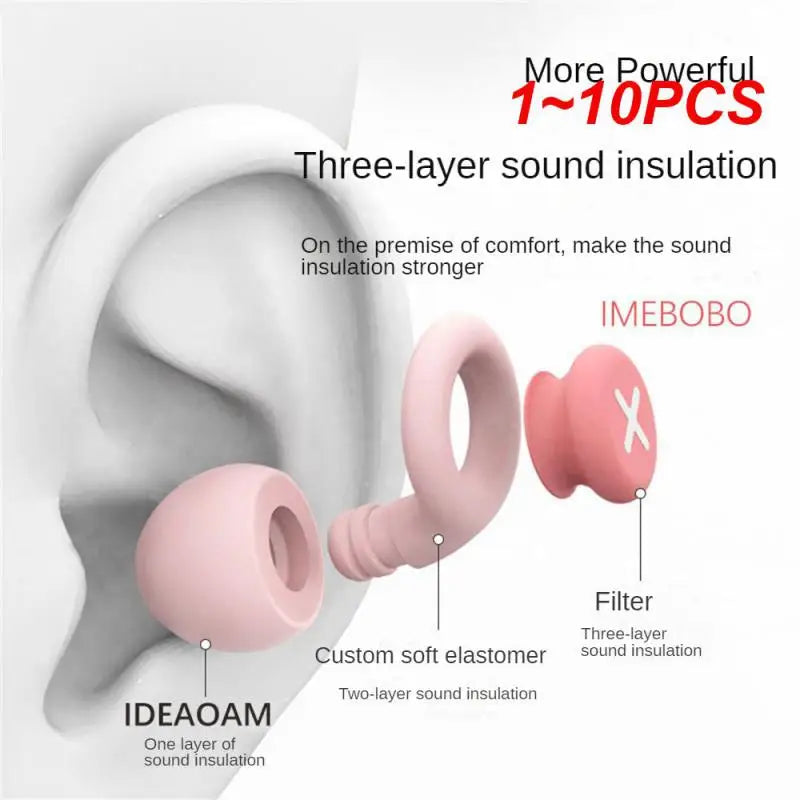 1~10PCS Earplugs Soundproof Sleeping Ear Plugs Noise Reduction Red Small For Sleep Special Mute Soft Slow Rebound Anti Snore
