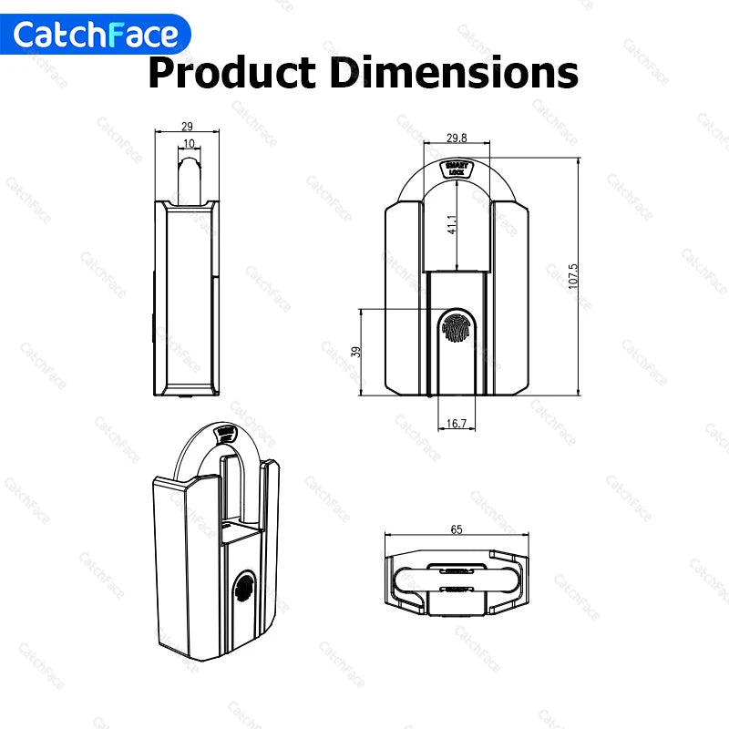 4 Ways Unlock TTlock App Waterproof  Fingerprint Key 13.56khz RFID Card USB Rechargeable Door Lock Smart Padlock Bluetooth