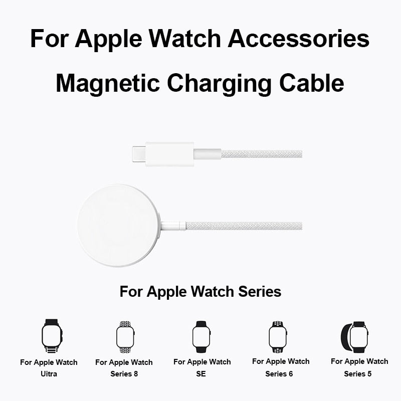 Magnetic Wireless Charger for iWatch 8/7/6/5/SE USB C Portable Fast Charging Station for Apple Watch Series Ultra 8 7 6 SE 5 4 3