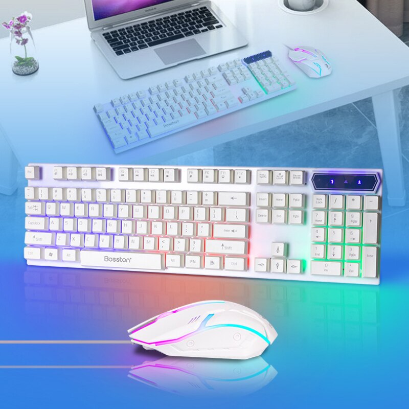 LED Lighting Dazzlingly Cool Lighting Keyboard Mouse Combination Mechanical Keyboard Rgb Mouse Usb Interface For Desktop Laptop