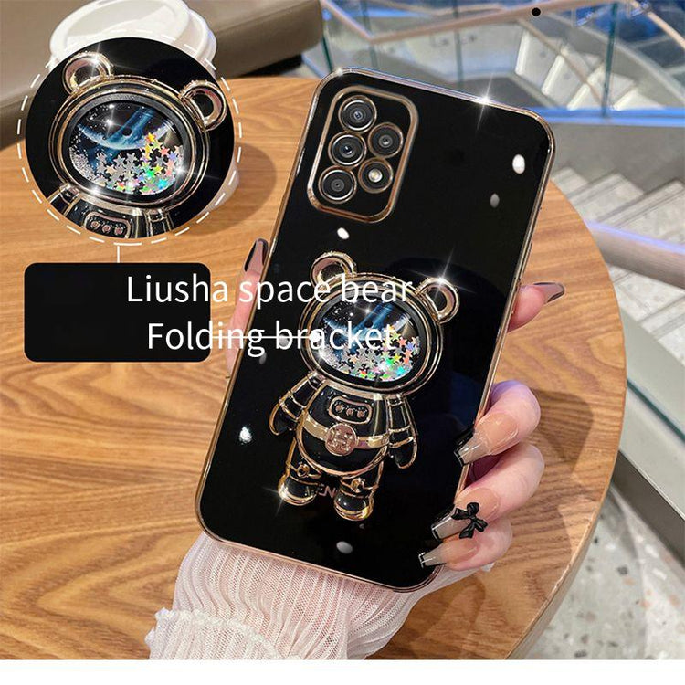 Space bear Plating phone bracket Case for Samsung Galaxy A12 A22 A32 A42 A52 A72 A52S A13 A33 A53 A73 A82 4G 5G Silicone Cover