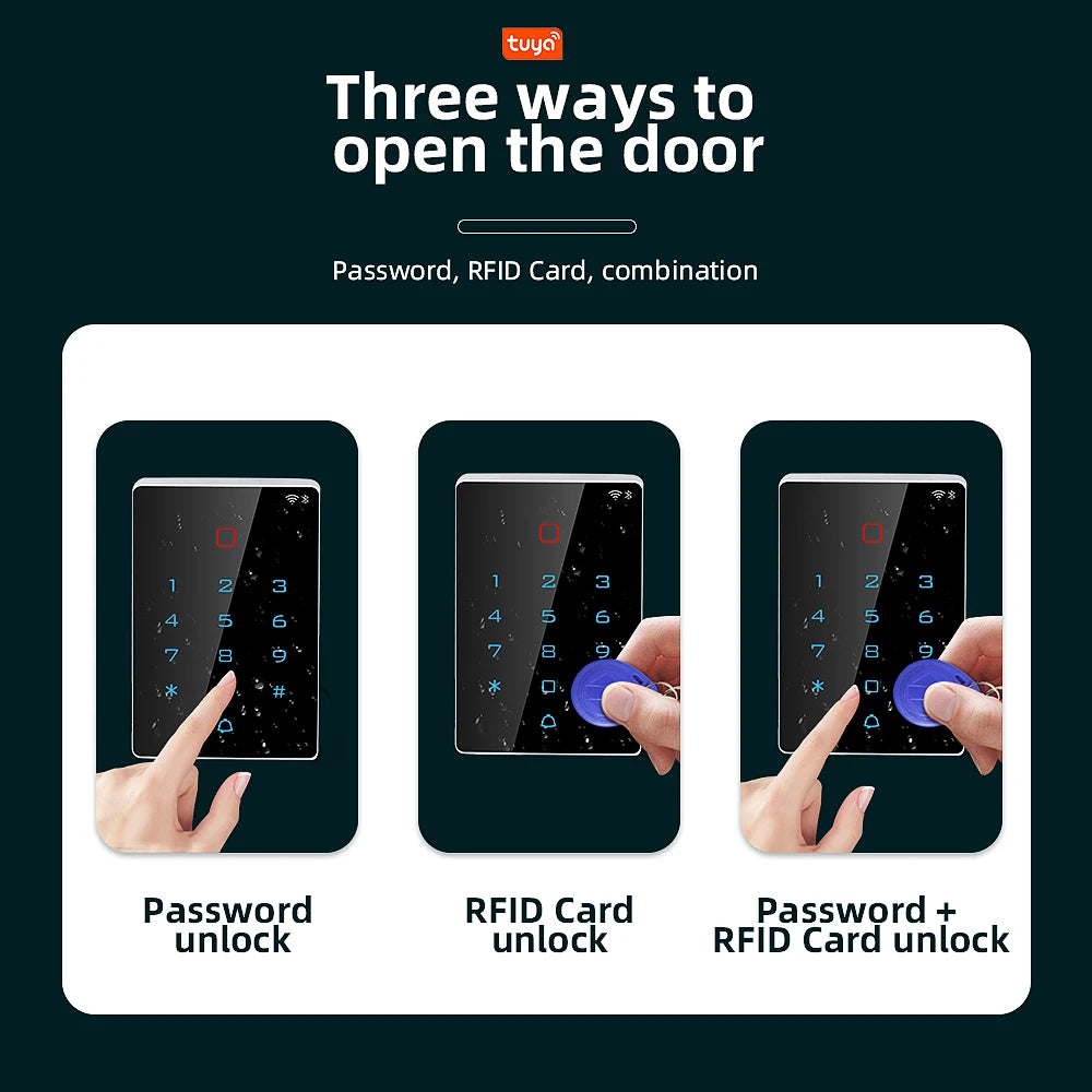 Standalone Access Control Keypad and RFID Proximity Card Reader Tuya App Wifi Waterproof Cover EM MF Optional Wiegand 26&34