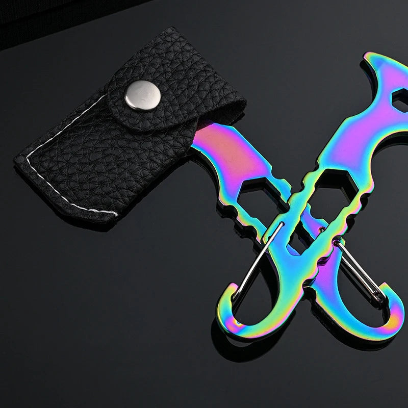 Multifunctional Stainless Steel Mini Plate Axe Outdoor Camping Portable Small Tool Unpacking Fixed Blade Knife With Screwdriver