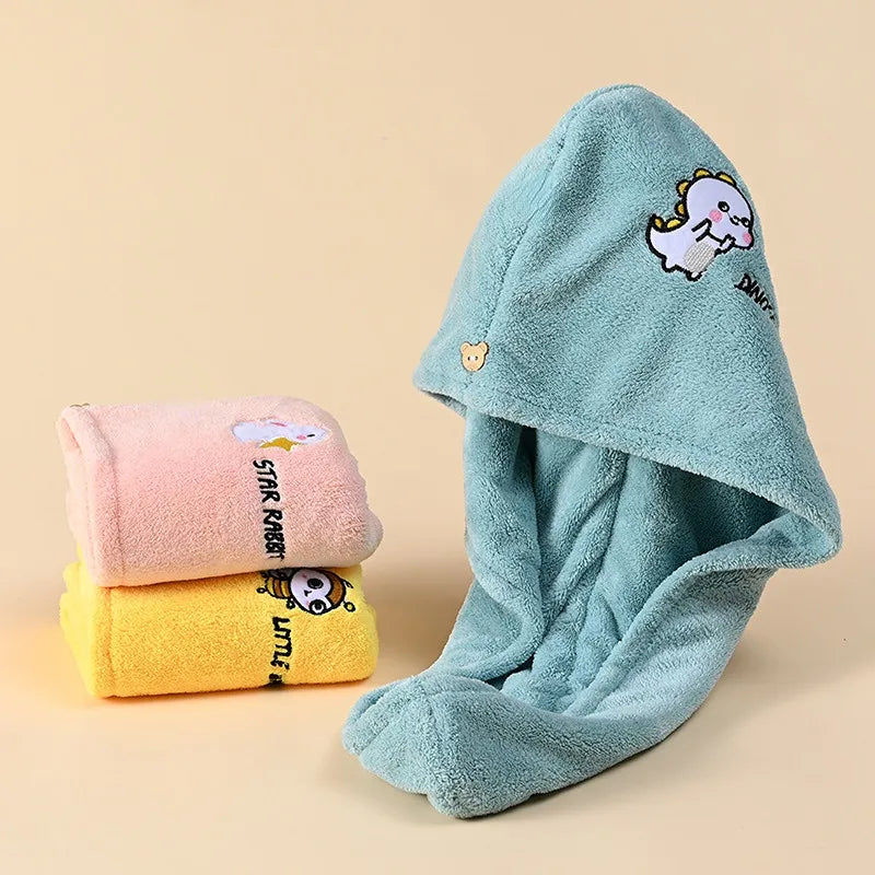 Fleece Embroidery Hair Drying Cap Towel Dry Turban Soft Quick Dry Magic Shower Cap Bath Hats For Women Girls