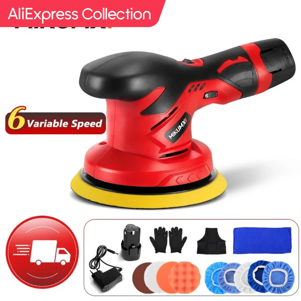 AliExpress Collection MINUMX Cordless Car Polisher 12V Wireless Car Polishing Machine 6 Gears Electric Polish Machines