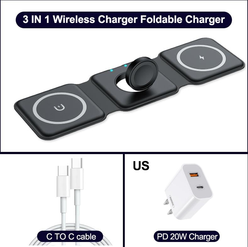 REMAX 15W Magnetic Wireless 14 Charger for Iphone 14promax 13 12  Apple Airpods Pro iWatch Portable Foldable Fast Charging Dock