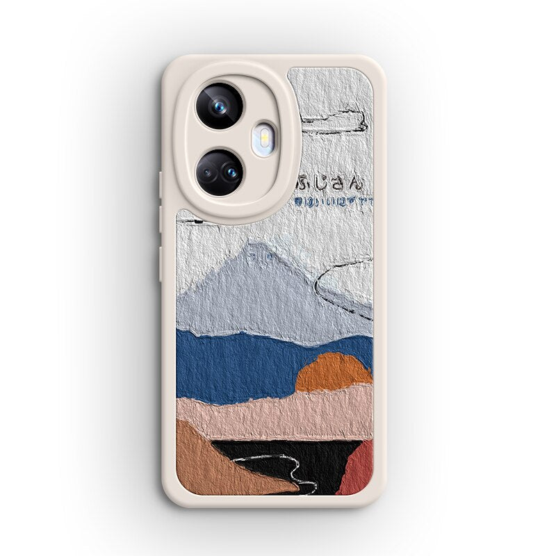 Mount Fuji Pattern Case for OPPO Realme 10 Realme10 Pro Plus 10Pro Pro+ 10S 5G Luxury Oil Painting Soft Square Phone Cover Funda