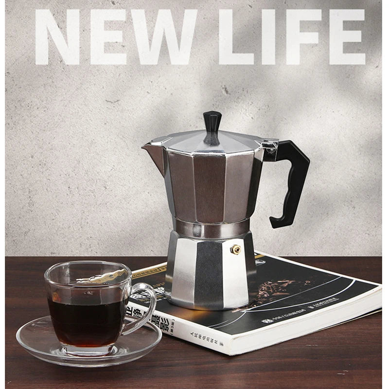 hot 50ml 1 Cup Aluminum Coffee Pot 50Ml 1Cup Coffee Maker Espresso Percolator Stovetop Mocha Pot Electric Fashion Stove