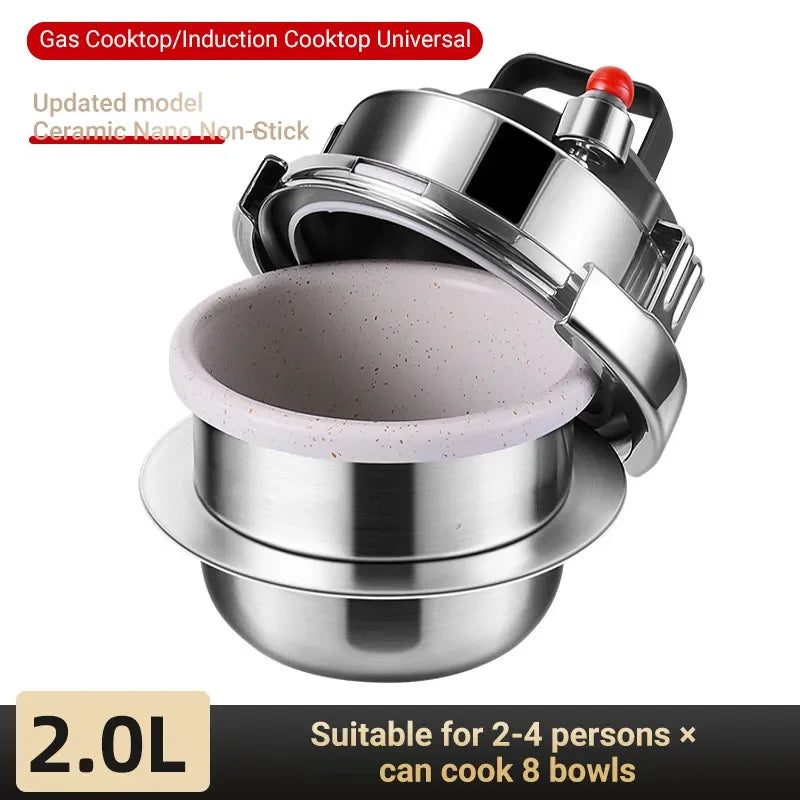 2L Outdoor Camping Small Pressure Cooker 304 Stainless Steel Portable Rice Cooker for Kitchen Cooking Tool Pressure Cooker