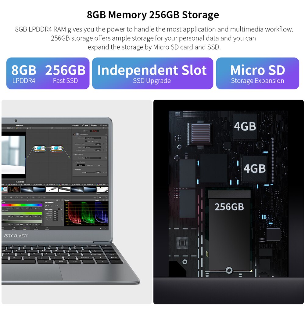 Teclast F7 Plus 2 14.1 Inch Laptop Windows 10 8GB RAM 256GB SSD Intel Celeron N4120 Intel UHD Graphics 600 Notebook