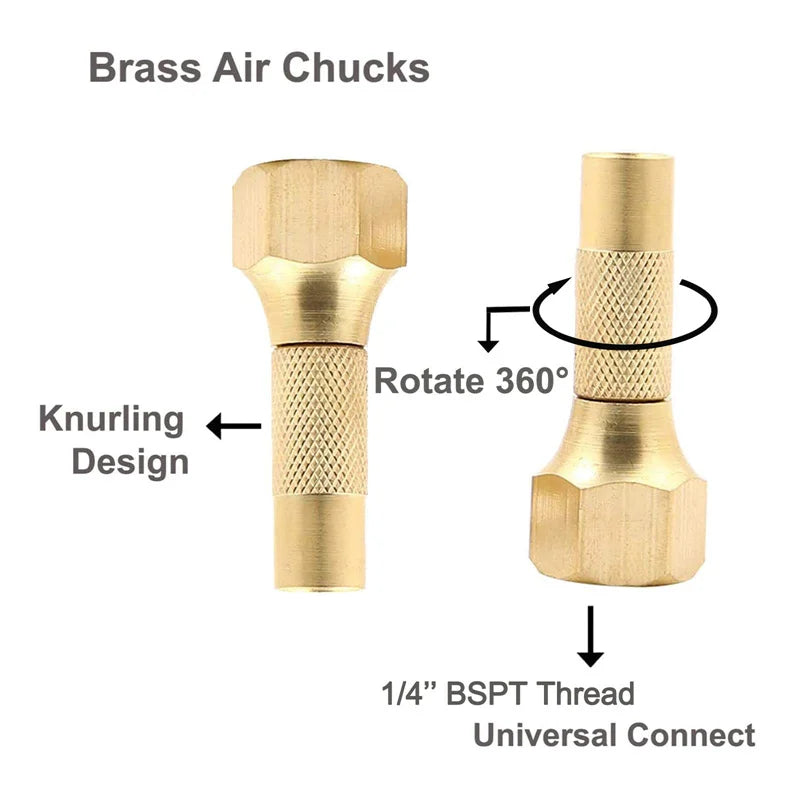 2pcs Tire Air Chuck Heavy Duty Screw on Tire Brass Air Chuck for Tire Inflator Gauge Compressor Quick Firm Connector Twist-on