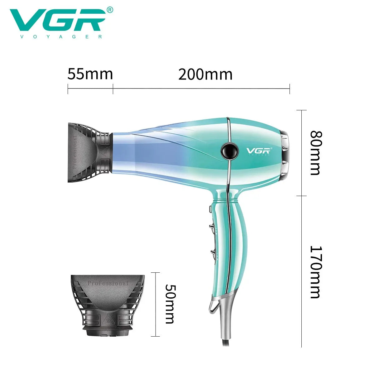 VGR Hair Dryer Professional Hair Dryer 2400W High Power Overheating Protection Strong Wind Drying Hair Care Styling Tool V-452