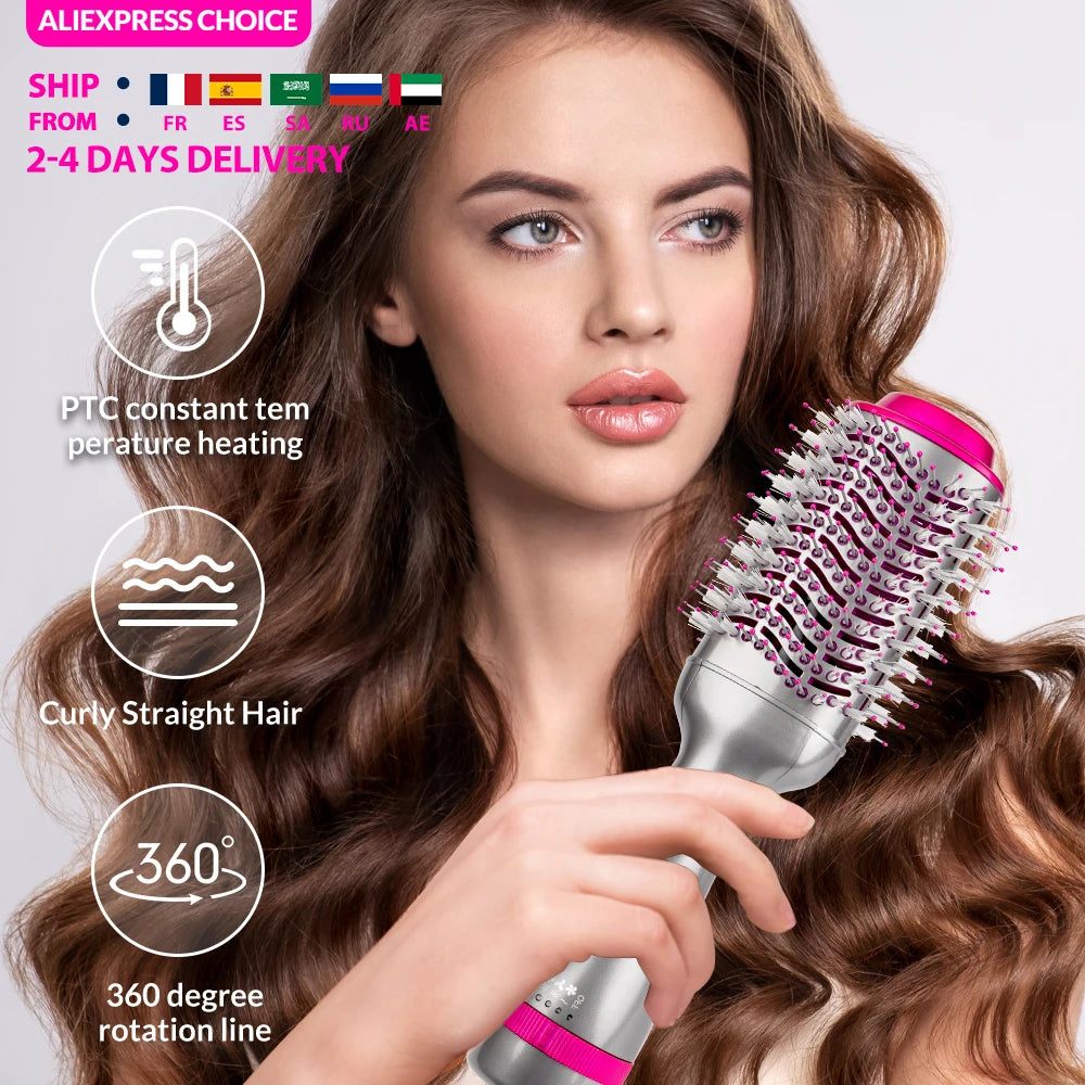 Dryer And Straightening Brush CHIGNON Hair Dryer Hot Air Brush Professional One Step Hair Styler Electric Ion Blow Dryer Brush
