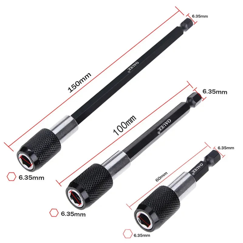 1/4 Inch Head Extension Rod Batch Magnetic Screwdriver Quick Transfer Lever Self-locking Extension Rod 60/100/150mm Hand Tools