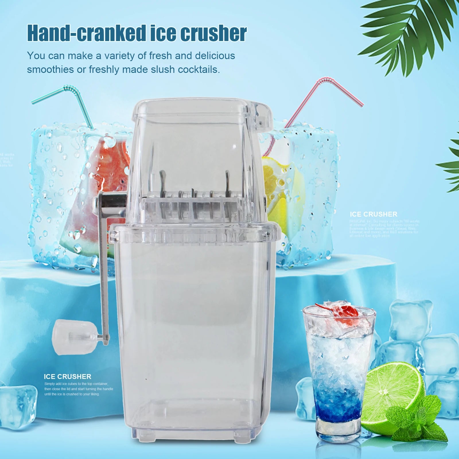 Ice Crusher Manual Shaver Ice Chopper Slushies Smoothies crushing tool Fried ice machine Transparent DIY children snack