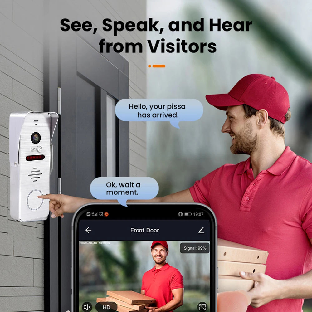 New Tuya 7/10 Inch  Video Wifi Intercom Tuya Smart Home video doorbell System 1080P 160°Wired Doorbell Camera Full Touch Monitor