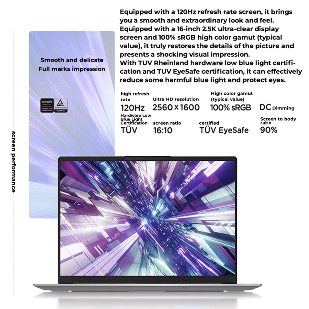 New Lenovo ThinkBook 16+ Laptop Ryzen R7 7735H AMD 16GB/32GB RAM 512G/1T/2TB SSD 16-Inch 2.5K 120Hz Screen Slim Notebook PC