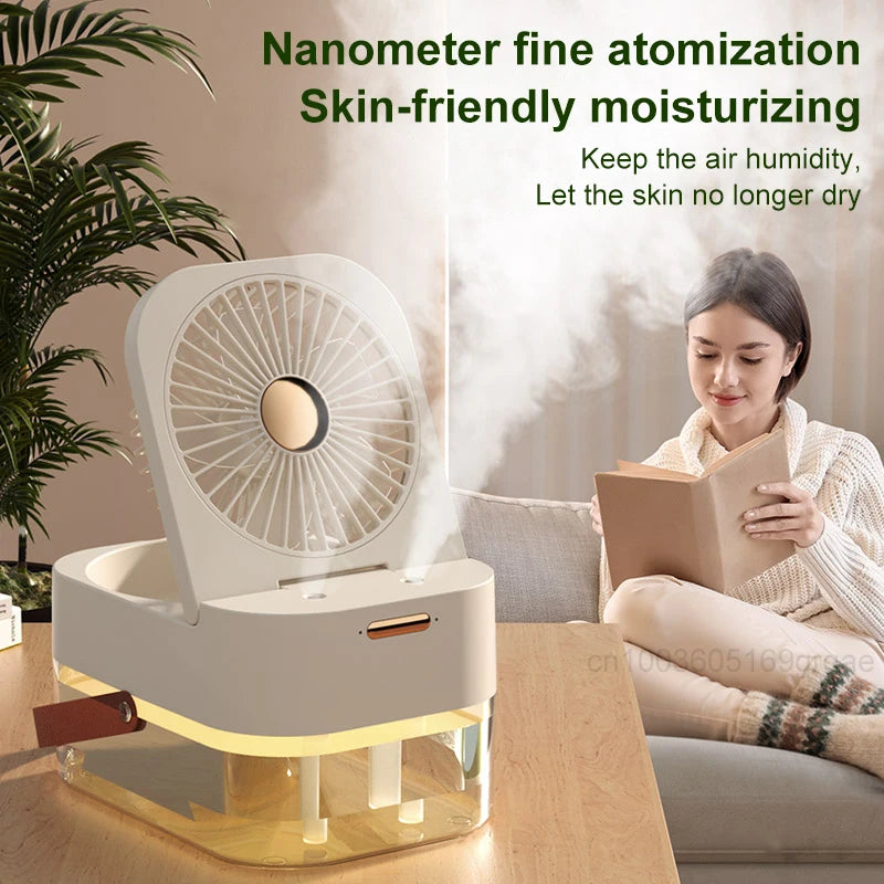 New Fan Humidifier Portable Fan Air Cooler Air Humidifier USB Fan Desktop Fan With Night Light For Summer Home Appliance