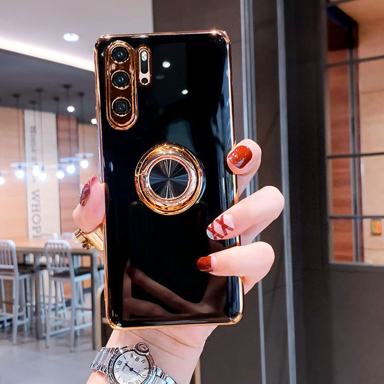 Luxury Plating Silicone Case For Huawei P30 Pro P20 Mate 20 P40 Honor 20 30 Pro Nova 5T Phone Soft Magnet Cover With Ring Holder