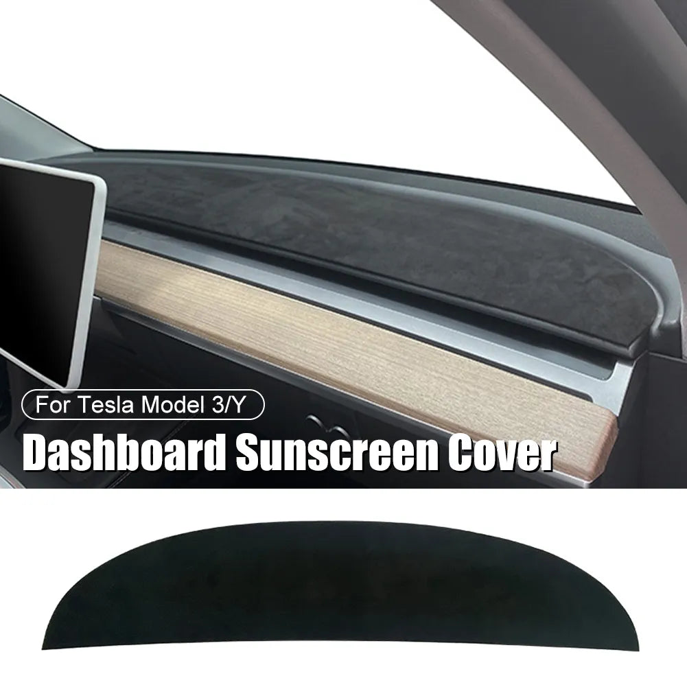 Suede Car Dashboard Pad For Tesla Model 3 Y 2017- 2023 Leather Dash Mat Sunshade Non-slip Dustproof Protector Cover Accessories