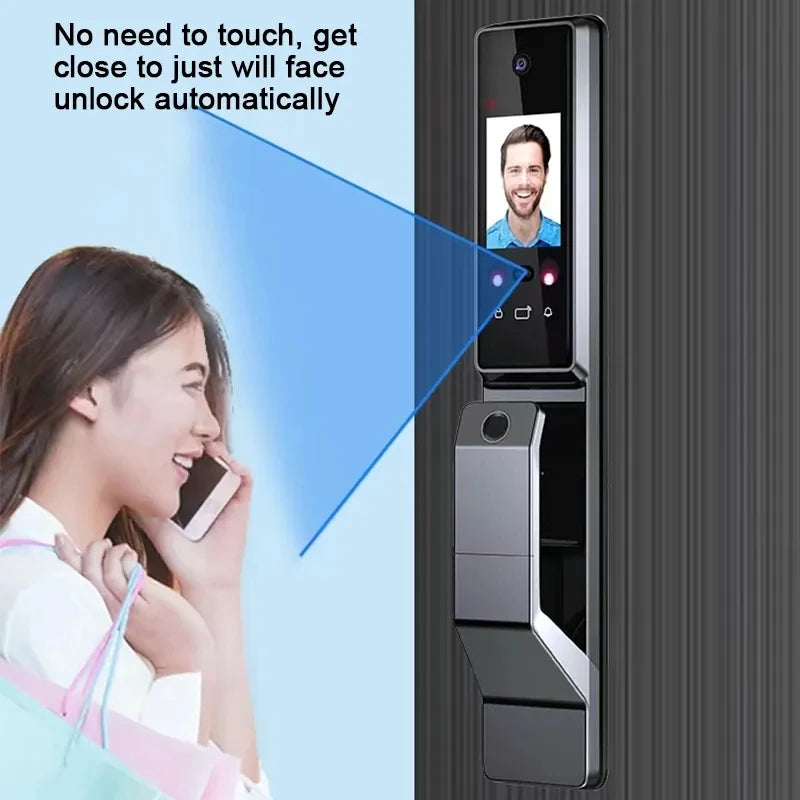 TIAGO Wifi Tuya APP Face Recognition Smart Door Lock With Camera Video Call Voice Intercom Digital Door Lock Automatic Door Lock