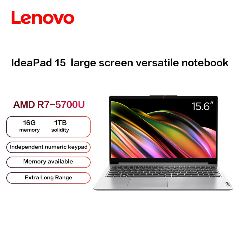 New Genuine Lenovo  IdeaPad 15 2022 Slim Laptop 15.6-inch Ryzen R5-5500U/R7-5700U IPS Matte Screen Notebook