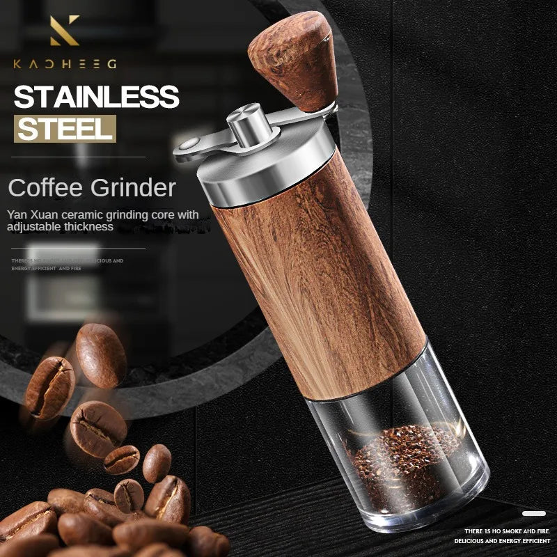 offee Bean Grinder Portable Wood Grain Stainless Steel Crank Hand Hand Coffee Grinder Kitchen Tool Grinder