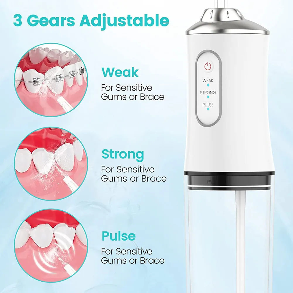 XiaomiMijia Oral Irrigator Water Flosser USB Rechargeable Dental Water Jet Floss Tooth Pick 4Jet Tip 220ml 3Modes Teeth Cleaner