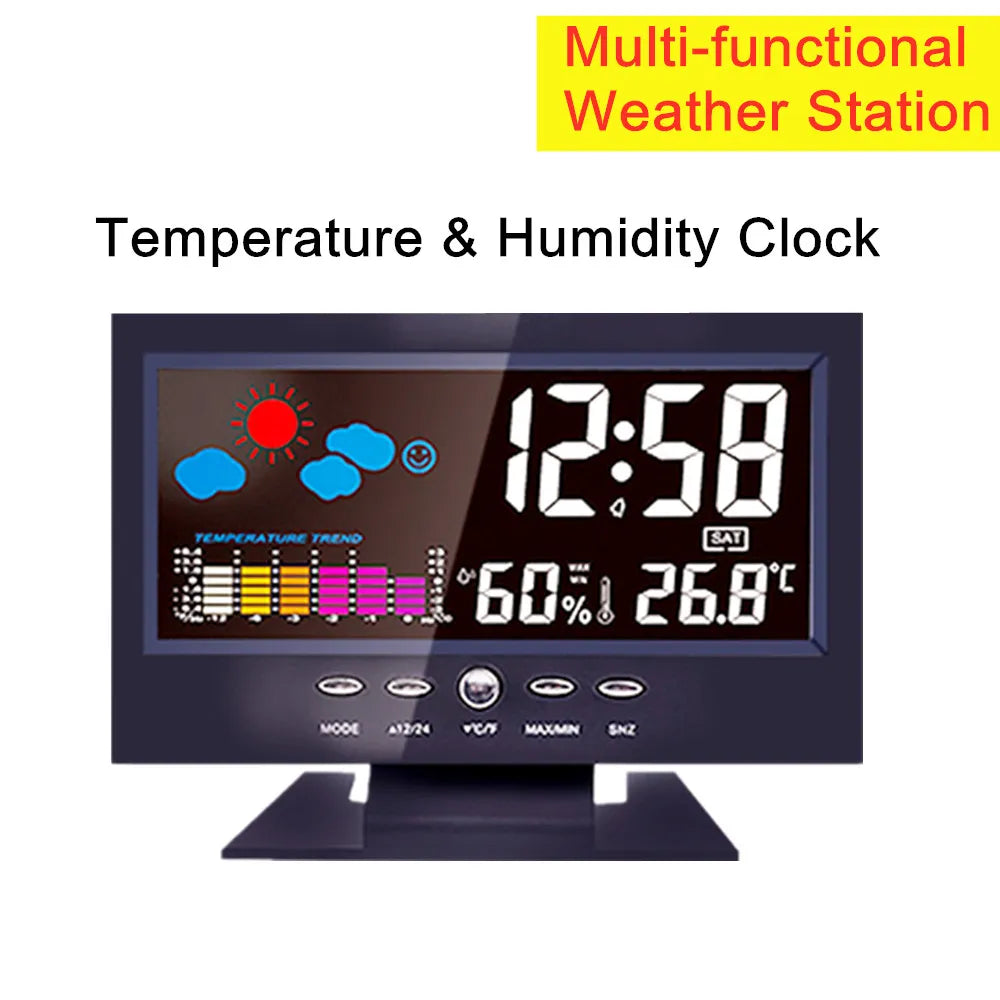Multi-functional Weather Station Clock Thermometer Hygrometer Calendar Digital LCD Display Temperature and  Humidity Meter