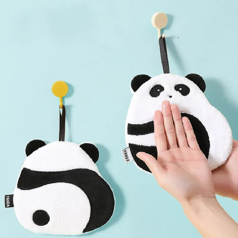 Cute Cartoon Absorbent Hand Towel Chic Bathing Towel Non-shedding Hanging Panda Wipe Towel Soft Kids Hand Towels