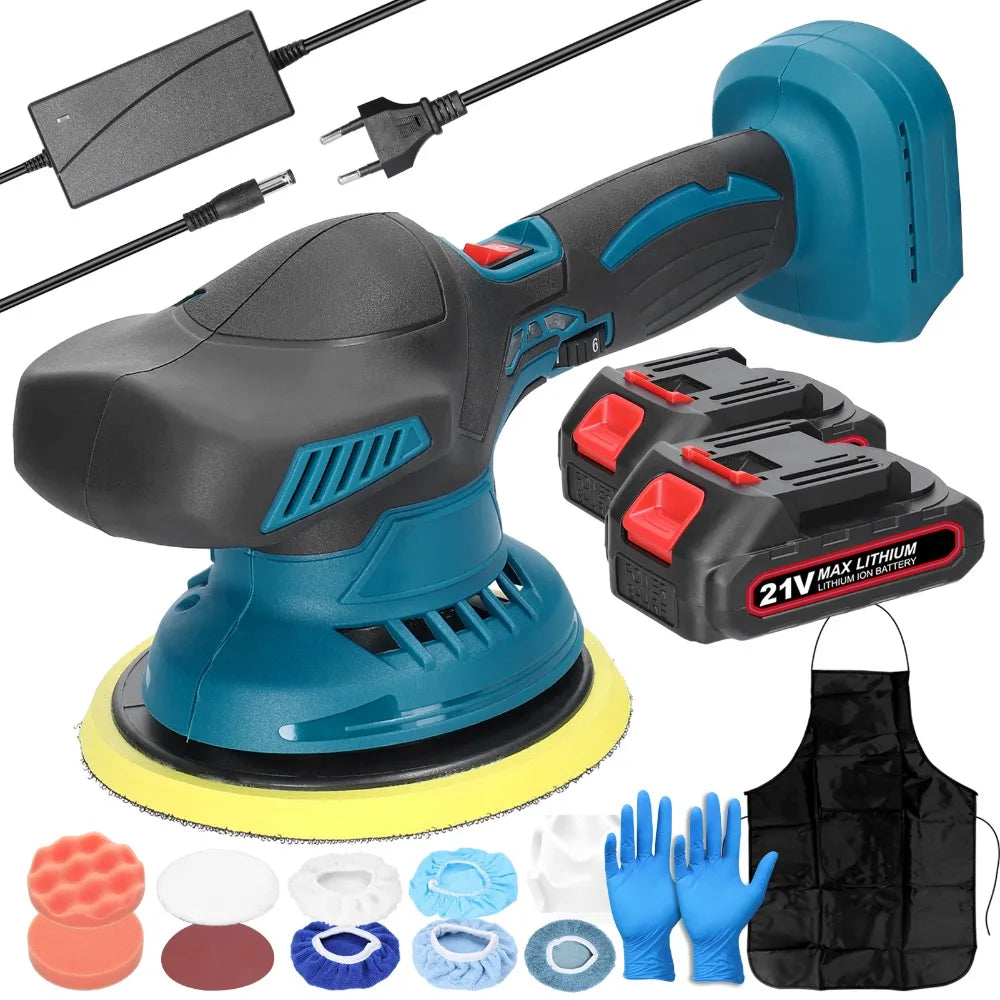 Electric Cordless Car Polisher 6 Gear Speed Adjustable 21V Electric Auto Polishing Machine Home Cleaning Waxing Sanding Machine