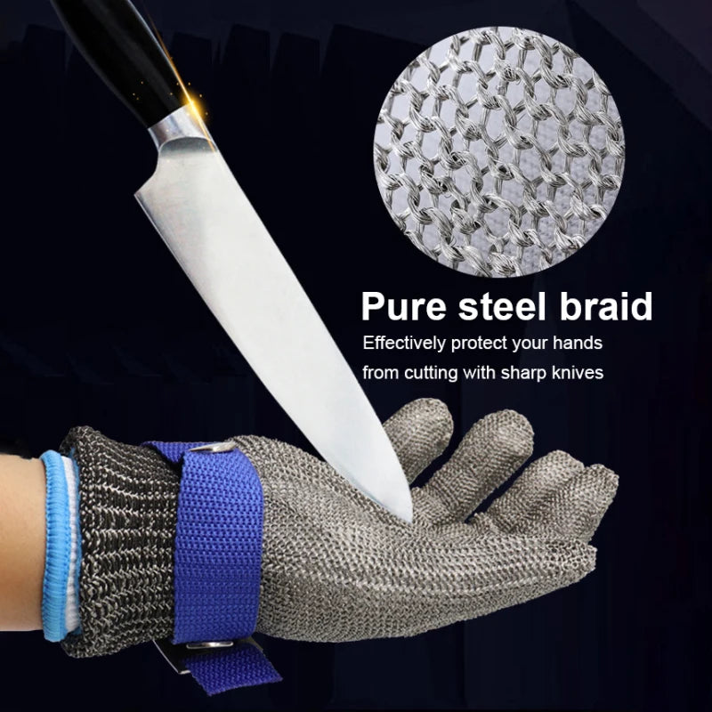 1/3/5PCS Stainless Steel Grade 5-9 Anti-cut Wear-resistant Slaughter Gardening Hand Protection Labor Insurance Steel Wire Gloves