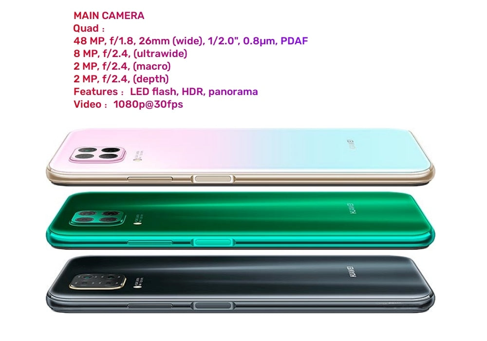 Original HUAWEI P40 Lite Smartphone Android 6.4 inch 48MP Camera 8GB RAM 128GB ROM 4200mAh Mobile phones NFC 4G Cell phone