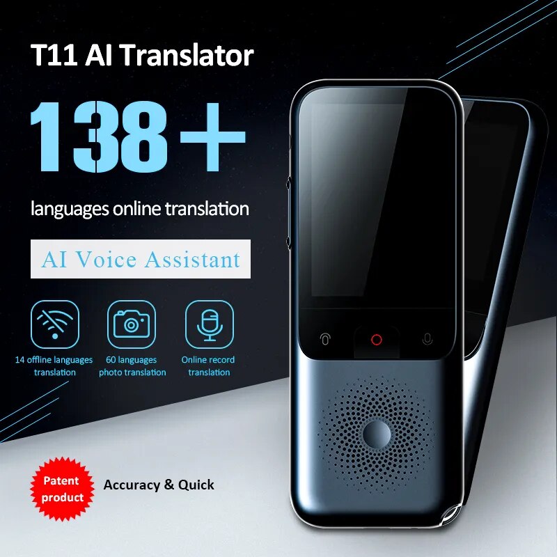 2023 New T11 Portable Audio Translator 138 Language Smart in Real Time Smart Voice AI Voice Photo WIFI Mini Intelligent Hot Sale