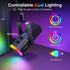 FIFINE XLR/USB Gaming Microphone Kit with Headphone Jack/Mute/RGB /Arm Stand,Dynamic Mic Set for PC PS5/4 Mixer AmpliGame AM8T