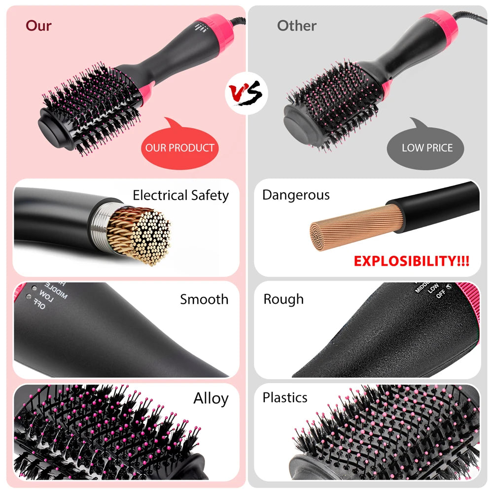 Dryer And Straightening Brush CHIGNON Hair Dryer Hot Air Brush Professional One Step Hair Styler Electric Ion Blow Dryer Brush