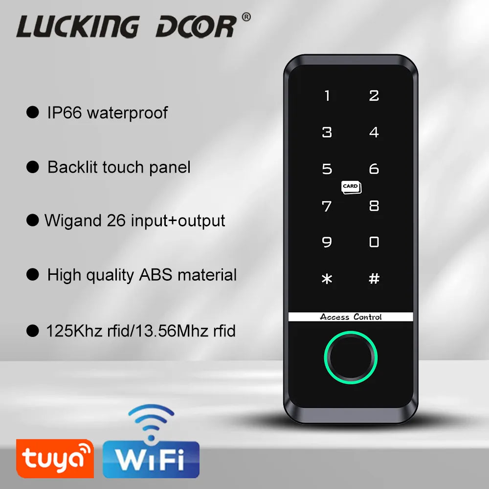 12V Tuya Wifi Electronic Fingerprint Lock Opener Access Control Keyboard Waterproof Smart Fingerprint ID IC Card Digital Keypad