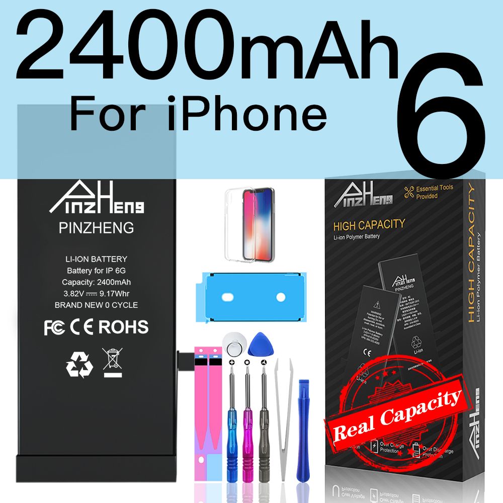 PINZHENG Original High Capacity Battery For iPhone 5S SE 5 6 6S 7 8 Plus Phone Replacement Batteries Warranty One Year Bateria