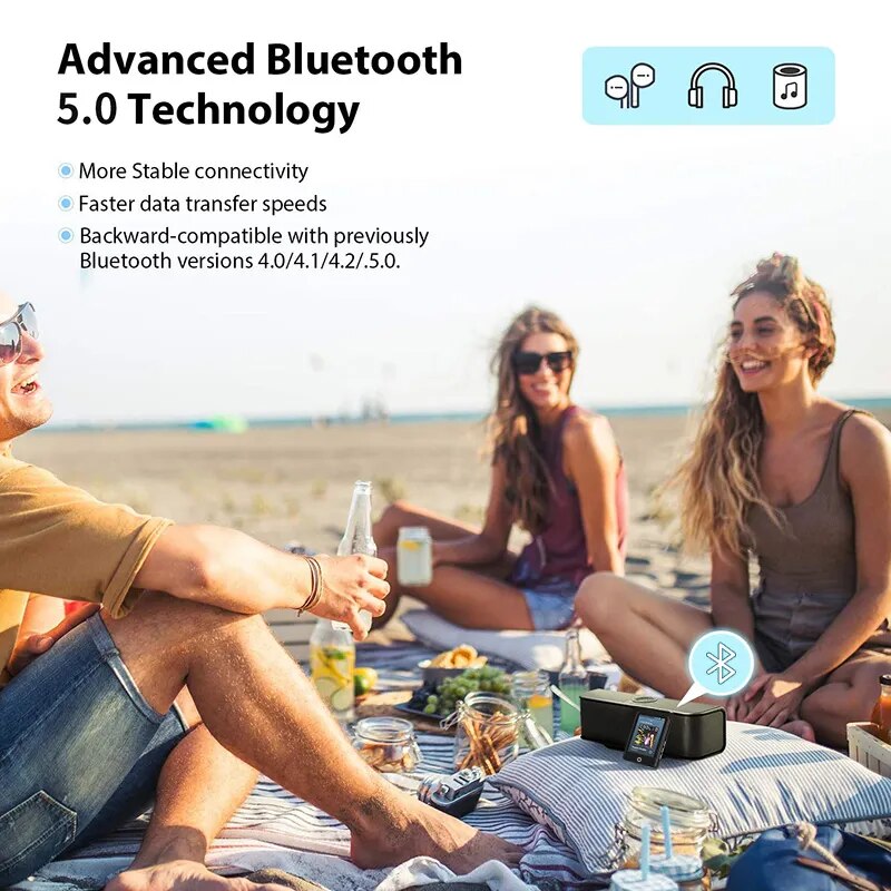 RUIZU M17 Metal Bluetooth 5.0 MP3 Music Player Touch Screen Portable Built-in Speaker Walkman With FM Radio Recorder Ebook MP4