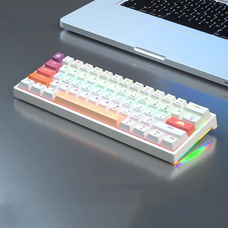 RGB Mechanical Keyboard 61/68 Key Portable Green/red/tea Switch Hot Swappable Wired Computer Laptop Office Game Esports