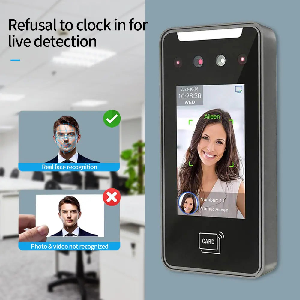 TCP/IP WiFi AI Facial Face Recognition Time Attendance Access Control Machine RFID Card Reader Electric Empolyee Recorder System