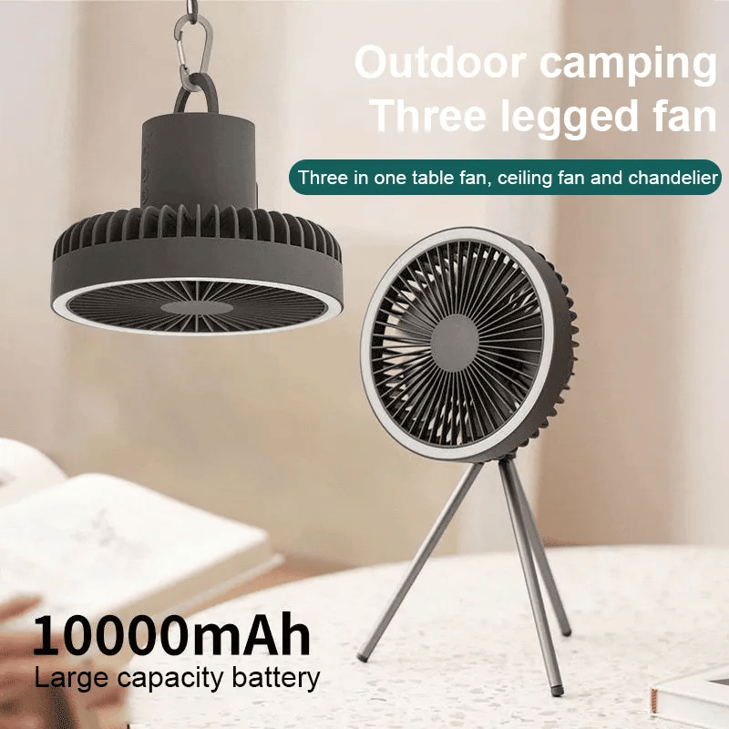 Multifunction Home Outdoor Camping Ceiling Fan USB Chargeable Desk Tripod Stand Air Cooling Fan with Night Light