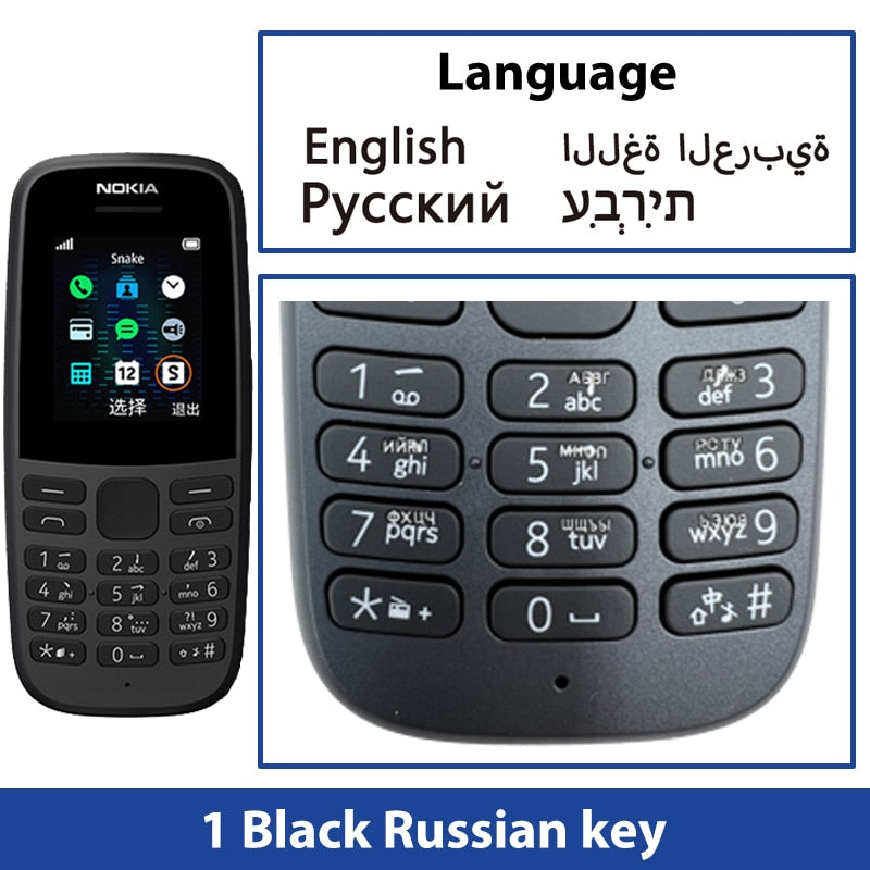 New and Original Nokia 105 2G Feature Push-button Phone 1.77" Display 4MB Storage 800mAH Battery Long Standby Flashlight Radio