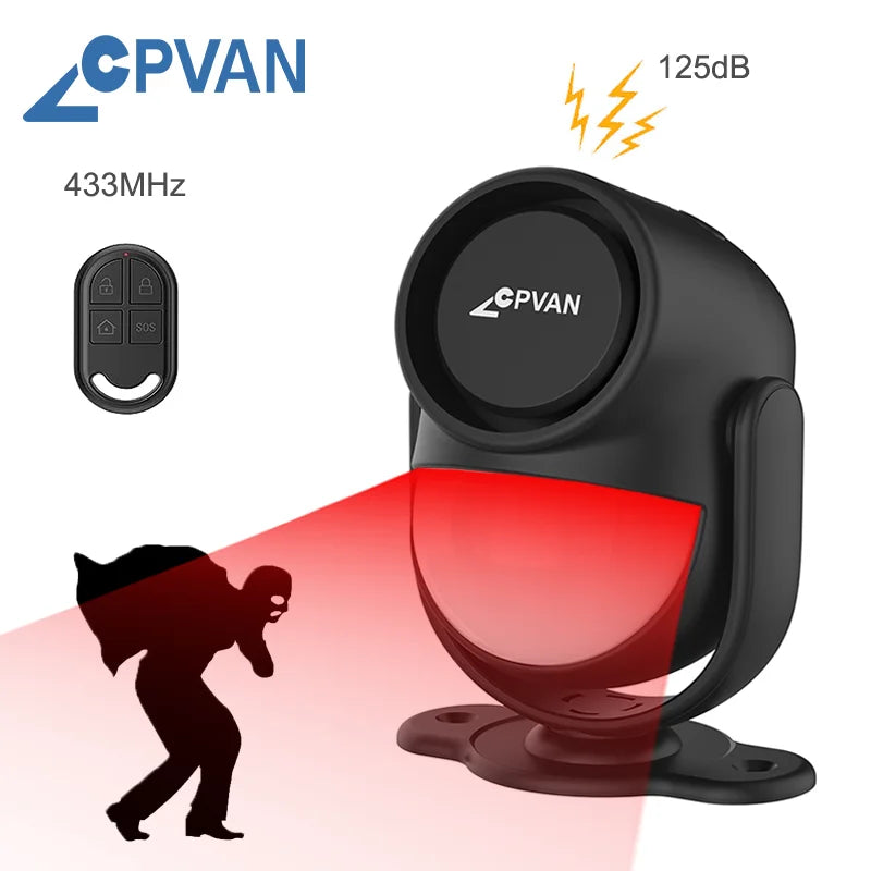 CPVAN Infrared Motion Detector for Home Burglar Alarm Sensor Security Protection Wireless 433MHz PIR Motion Sensor 125dB Sound