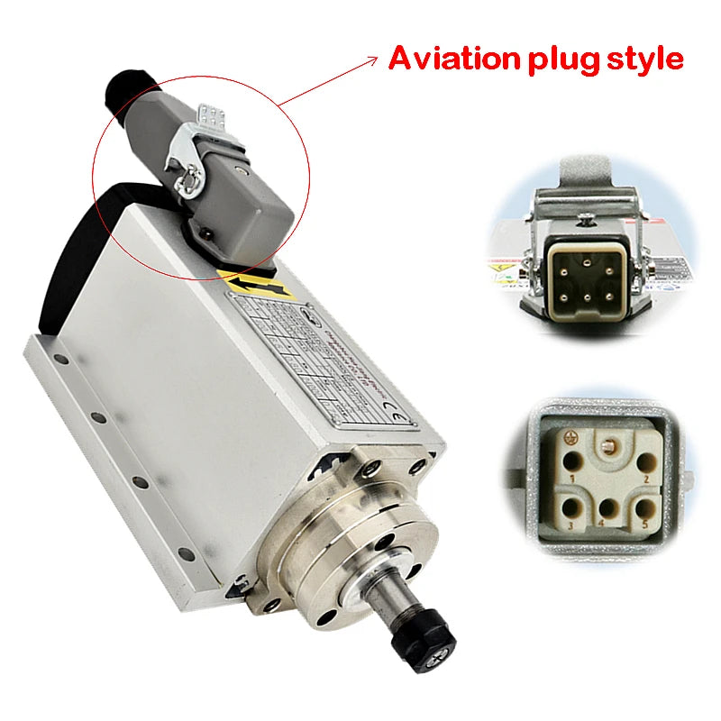 CNC Square Spindle Motor 1.5KW 800W Air Cooled Motor With Plug/Cable Box Version For DIY CNC Machine Tool