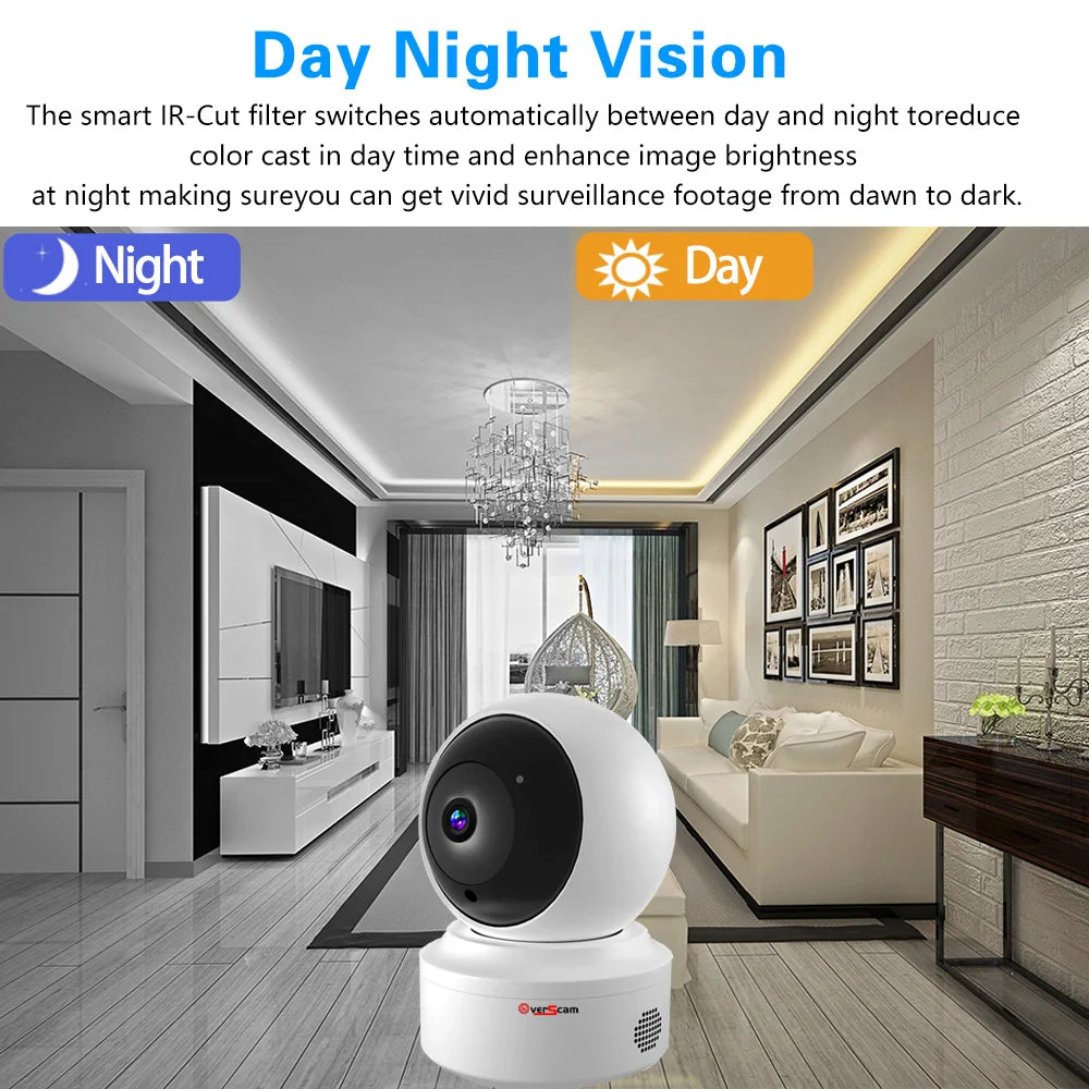 5MP 5G Wifi Indoor Mini Security Camera Two Way Audio Remote Access AI Tracking PTZ Control Smart Home Baby Surveillance Camera