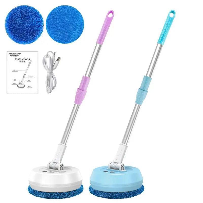 Round Electric Spin Mop 180-degree Rotation Floor Cleaner Machine Cordless Convenient Detachable Handheld For Laminate Hardwood