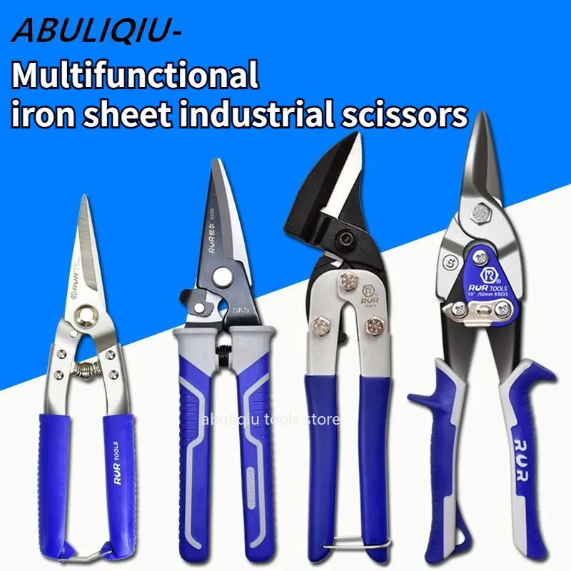 Iron Sheet Scissors Tin Sheet Metal Snip Aviation Scissor Multifunctional Metal Cutting Straight Bent Scissor Industrial Tools