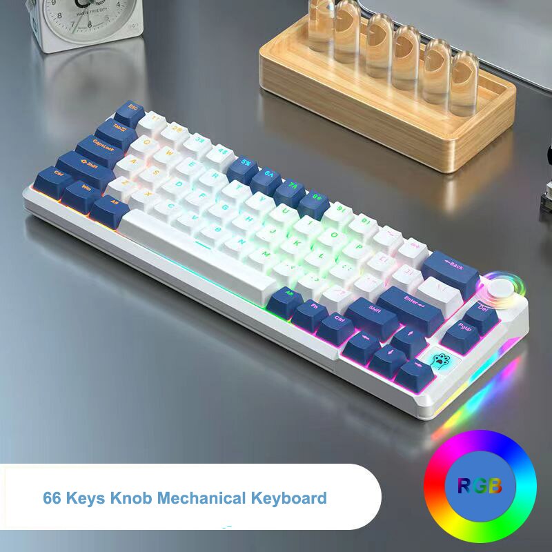 RGB Mechanical Keyboard 61/68 Key Portable Green/red/tea Switch Hot Swappable Wired Computer Laptop Office Game Esports