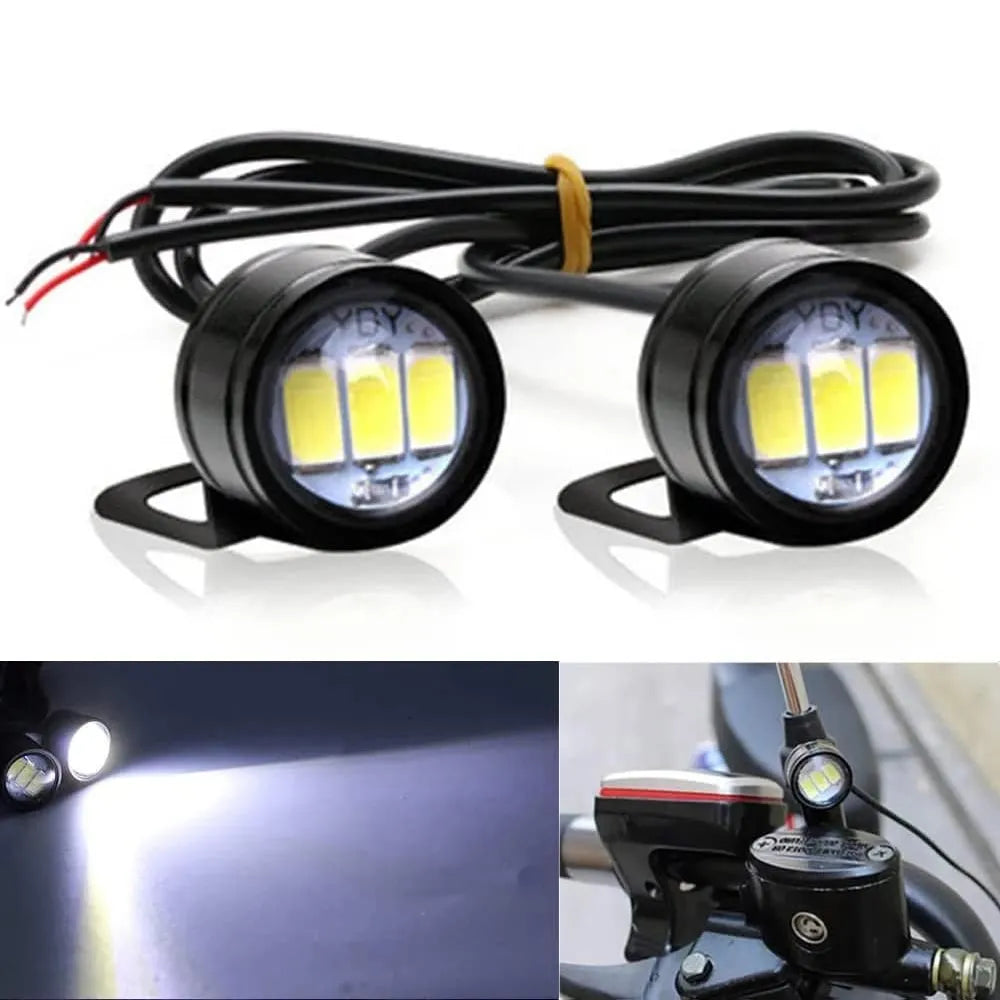 2PCS Motorcycle Lamp Daytime Running Light Eagle Eye LED Light Reverse Backup Strobe Flash Lamp Motorcycle Mirror Light 12V